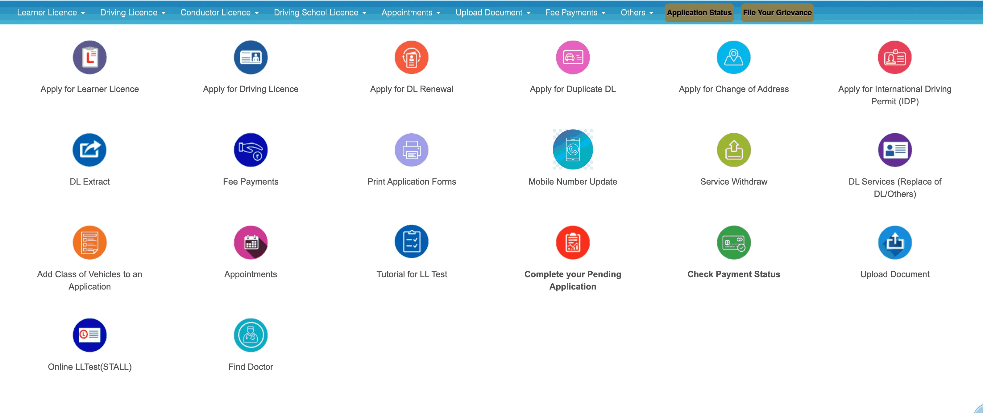 Sarathi Parivahan Online Services Checklist Banner